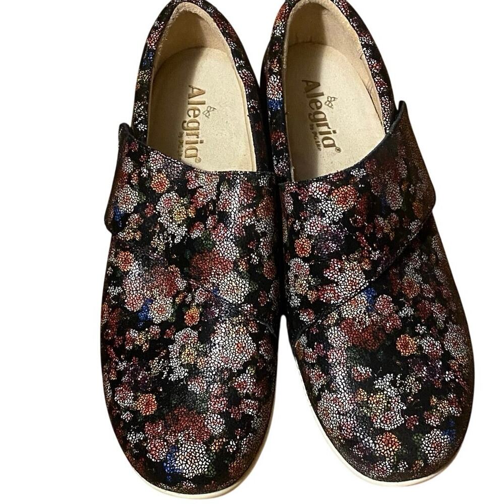 ALEGRIA "TRAQ Qin" Women's Leather Slip-On Sneaker, Floral Print, Size 11.5 - 12
